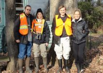 New friends: Bob, Theresa, Dan and Melissa ready to head out for a walk in the woods