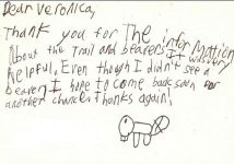 Thank-you note from young visitor to Unexpected Wildlife Refuge